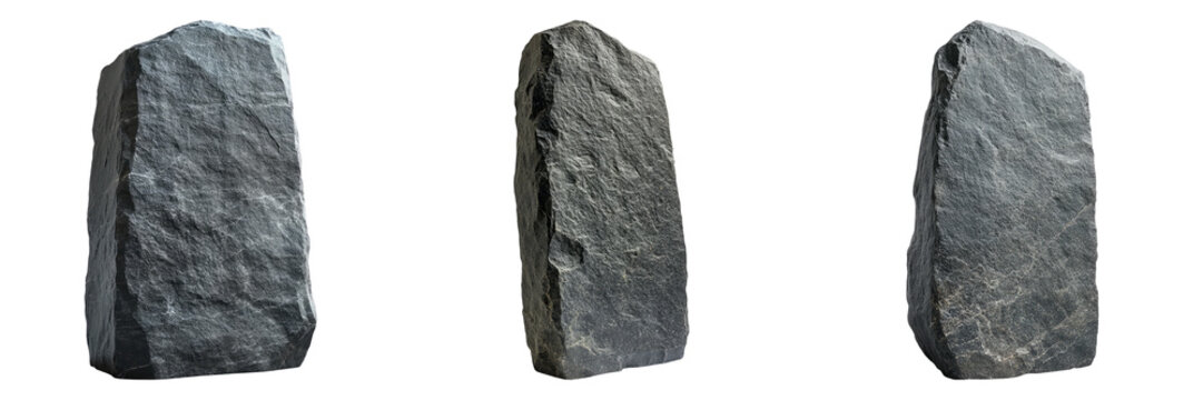 Weathered stone monoliths in irregular shapes isolated on transparent PNG image perfect for ancient ruins or fantasy terrains