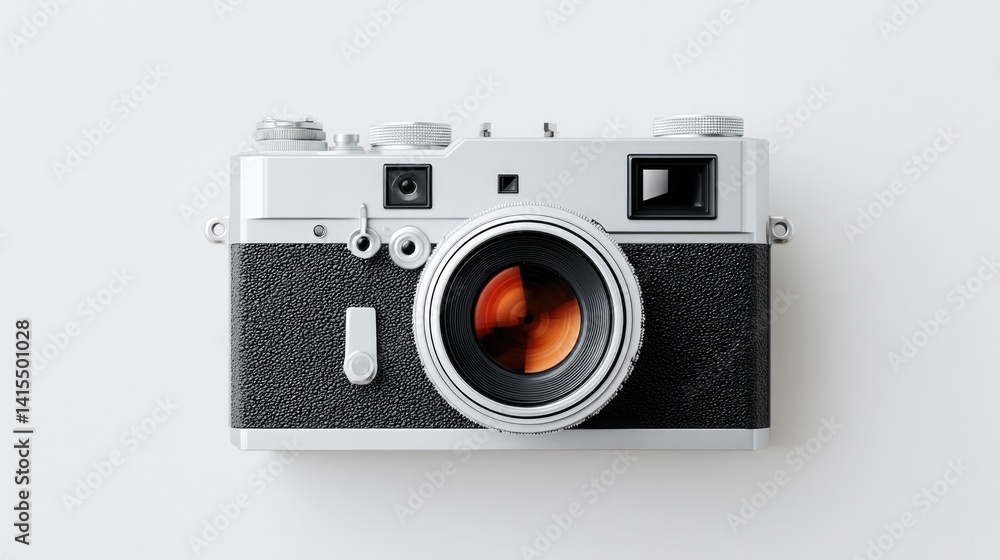 Poster capture essence of analog nostalgia with vintage camera on plain white backdrop