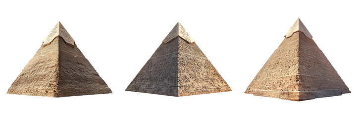 Pyramids in realistic desert lighting isolated on transparent PNG image perfect for travel, history, or ancient architecture visuals
