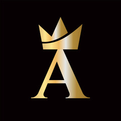 Initial Letter A Crown Logo Concept For Fashion and Beauty Symbol Vector Template