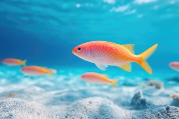 Fototapeta premium brightly colored fish swims elegantly in clear underwater scene