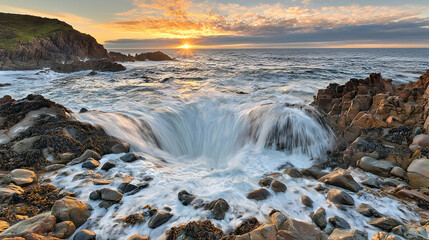 Obraz premium Dramatic Seascape Vortex At Sunset