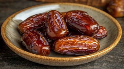 Realistic Photography of Dates on a Plate, High Resolution