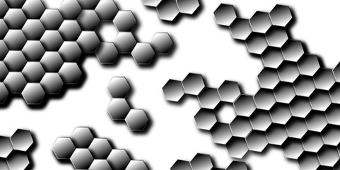 Abstract gray hexagon and hexagonal lines on white background. abstract 3d hexagonal background with shadow modern futuristic vector illustration geometry science and technology cover. 