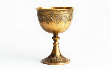 A Golden Chalice in Coptic Rites Isolated on white background. Isolated on white background. Isolated on white background.