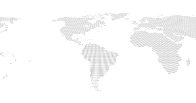 World map design created with small dots moving horizontally on a white background and a black background