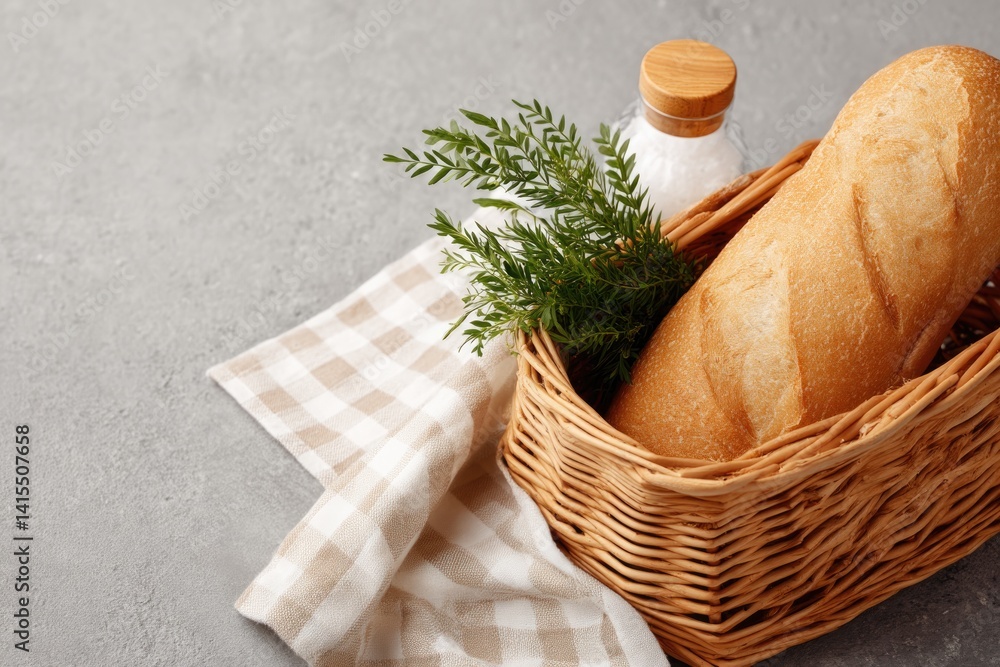 Poster close-up of neatly arranged picnic setup with minimalistic design and ample copy space surrounding