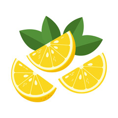 yellow lemon slices with leaves vector illustration isolated