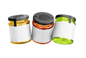 Honey jar mockup with blank label 3d render