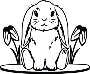 black cat with flowers