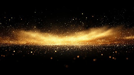 Obraz premium Golden Glitter Sparkles Across Black Background