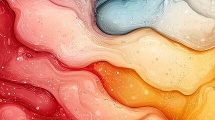 Obraz premium Abstract Fluid Art in Warm Tones with Swirls and Bubbles for Creative Backgrounds and Designs