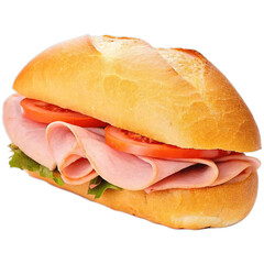 Fresh ham and cheese sandwich with tomato and lettuce on white bread