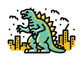 Seamless Kaiju Doodle Pattern – Hand-Drawn Monster Illustrations, Giant Creature Sketches, and Epic Kaiju Designs for Fantasy Artwork