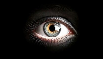 Obraz premium A single human eye floating in pitch black