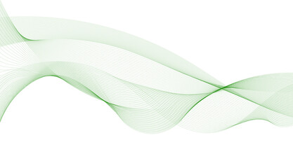 Abstract gradient green color wave blend line banner design on transparent background.