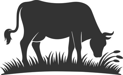 Silhouette of a black cow animal vector
