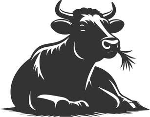 Silhouette of a black cow animal vector