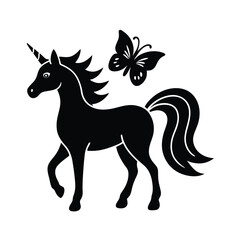 Butterfly unicorn outline vector art