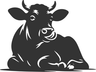 Silhouette of a black cow animal vector