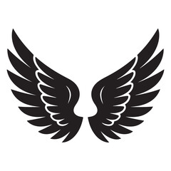 Wings tattoo Vector Black silhouettes. with white background
