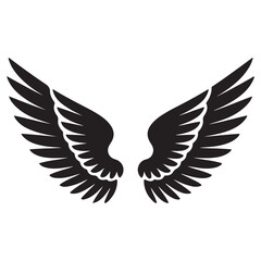 Wings tattoo Vector Black silhouettes. with white background