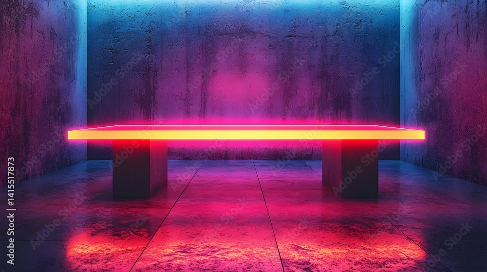 Canvas Prints neon lit futuristic table for product display