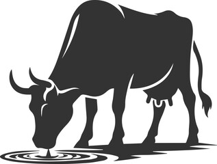 Silhouette of a black cow animal vector