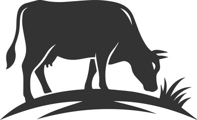 Silhouette of a black cow animal vector
