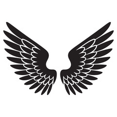 Wings tattoo Vector Black silhouettes. with white background