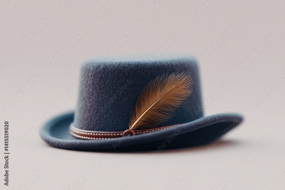 Fototapete minimalistic image of pirate hat adorned with single feather elegantly centered against plain backgr