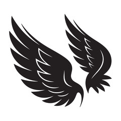 Wings tattoo Vector Black silhouettes. with white background
