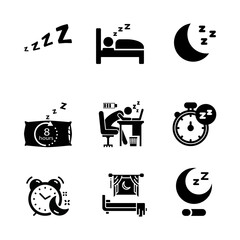 Simple Set of Sleep Related Vector Line Icons. Contains such Icons as Insomnia, Pillow, Sleeping