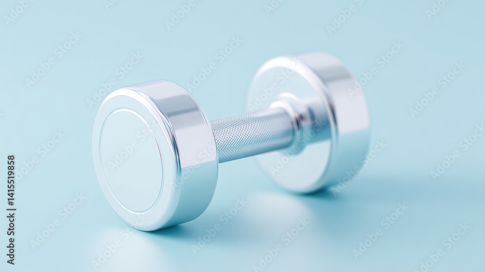 Poster minimalistic photo featuring single dumbbell on clean neutral background with ample copy space for t