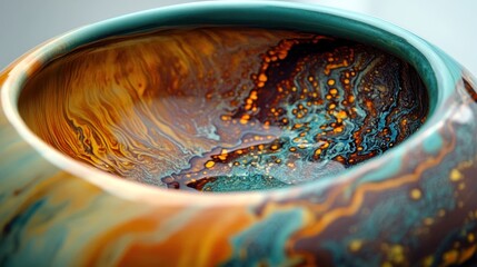 Fototapeta premium Abstract ceramic bowl with swirling colors.