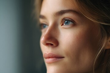 Fototapeta premium minimalistic portrait of individual with blurred background symbolizing contemplation