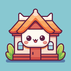 Cute cartoon house with a happy face (1)
