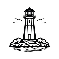 Black and white vector illustration of a tall light icon silhouette vector with white background