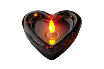 Heart-shaped candle with a warm flame, perfect for romantic settings and special occasions.