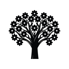 Obraz premium Cherry blossom tree icon silhouette vector with white background