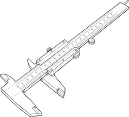 Vernier Caliper Technical Illustration Vector