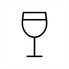Outline Icon of Empty Wine Glass on White Background