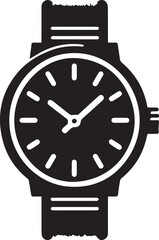 A black and white image of a watch with the hands on the face
