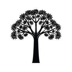 Fototapeta premium Kapok tree icon silhouette vector with white background
