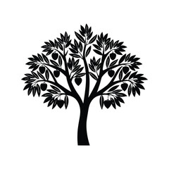 Obraz premium Lemon tree icon silhouette vector with white background