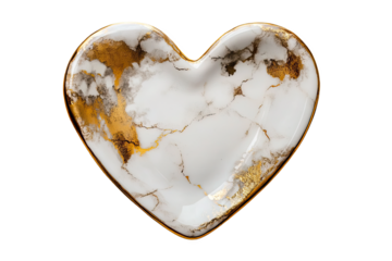 Heart-shaped decorative piece with a marble design and gold accents, ideal for home decor or gifting.