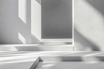 Large window illuminates white room with concrete floor.
