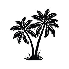 Fototapeta premium Palm tree icon silhouette vector with white background