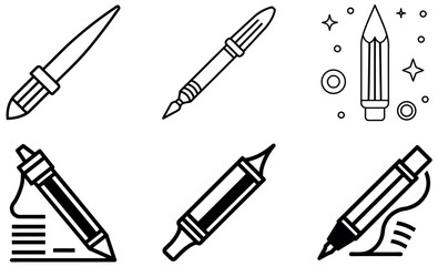 Vector Illustration of Various Writing Instruments