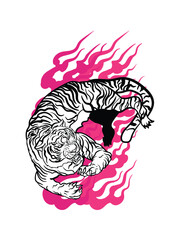 tiger illustration with japanese style for kaijune event